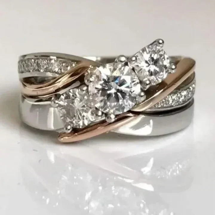 Vintage Gold- und Silber-Zirkonia-Ring