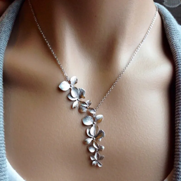 Vintage Silber Blumen Halskette