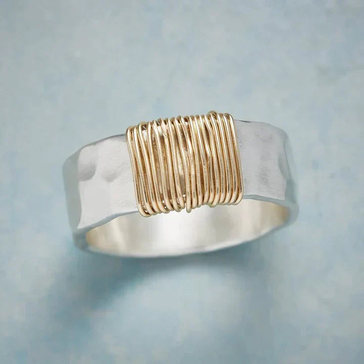 Vintage Goldene Fäden Silberring