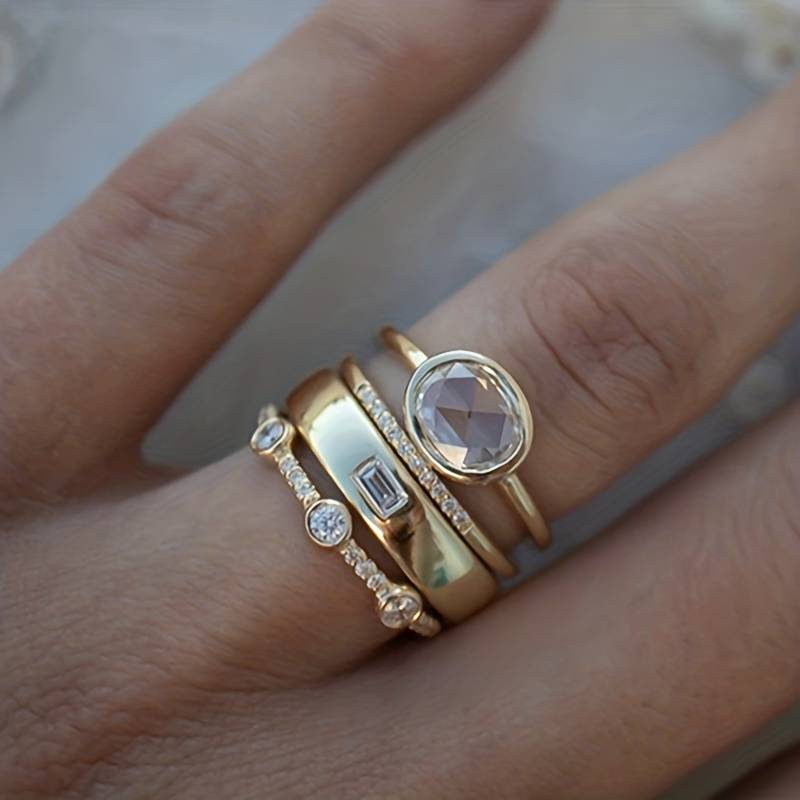 Gold & Zirkonia Ring Set