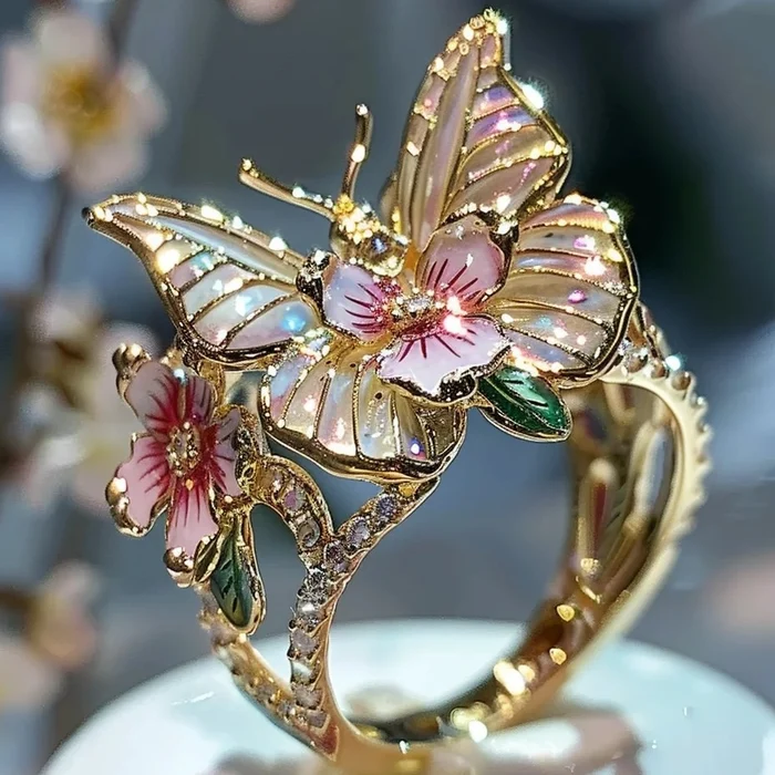 Vintage Goldener Canifis Blumenring