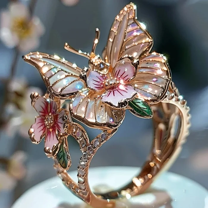 Vintage Goldener Canifis Blumenring