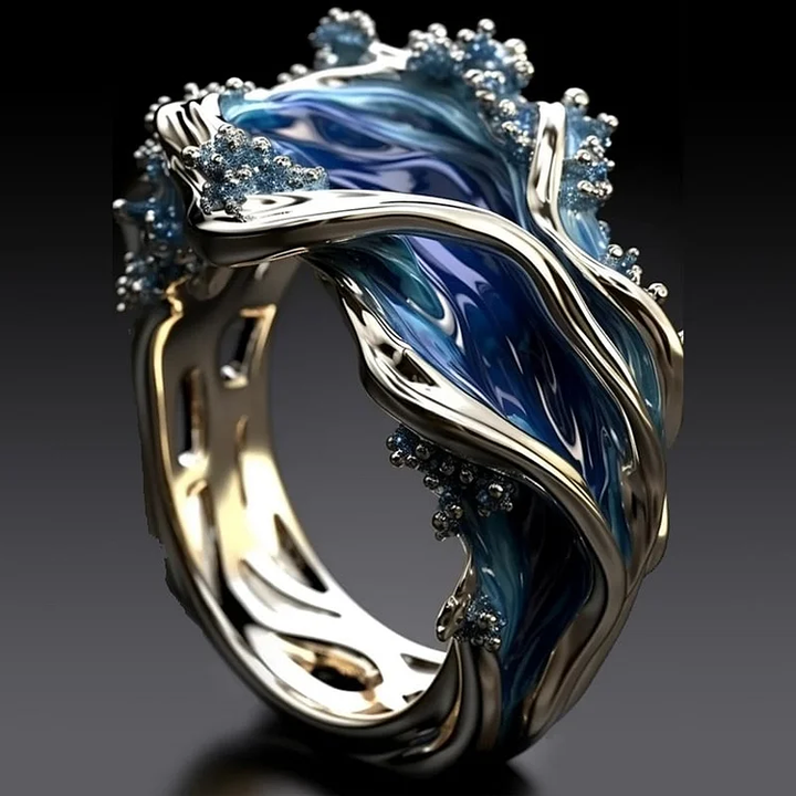 Vintage Goldener Ozean Wellenring