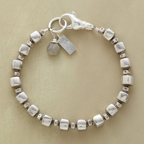 Vintage Silber Würfel Perlen Armband