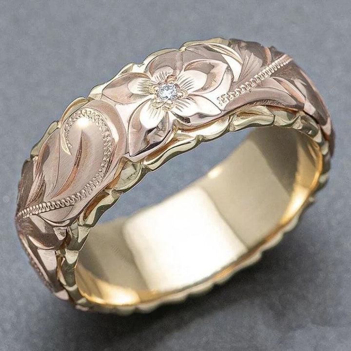 Vintage Rose Blüten Goldring