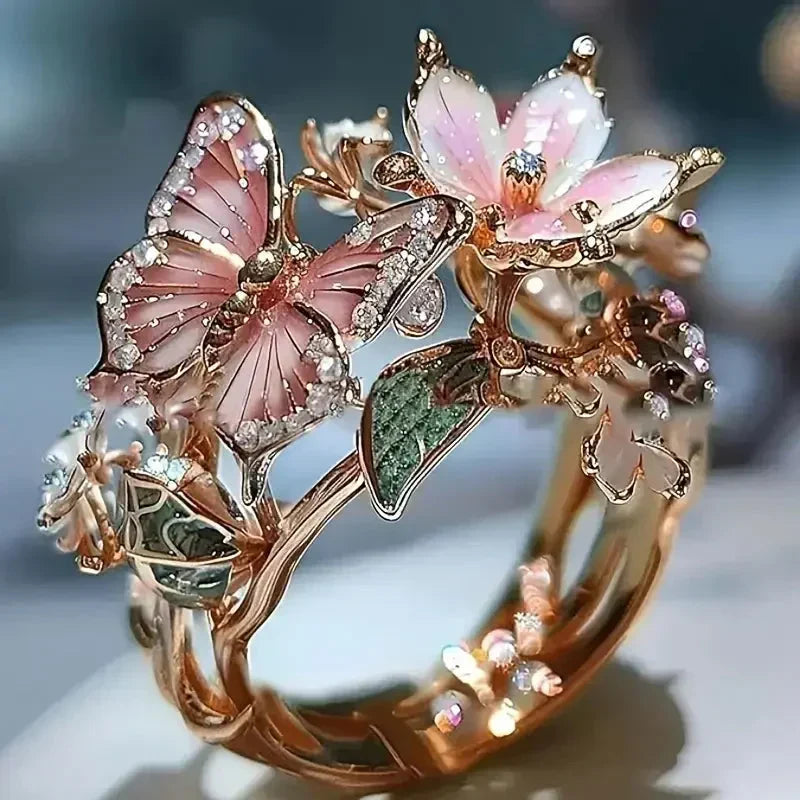Strahlender Schmetterling Zirkonia Ring