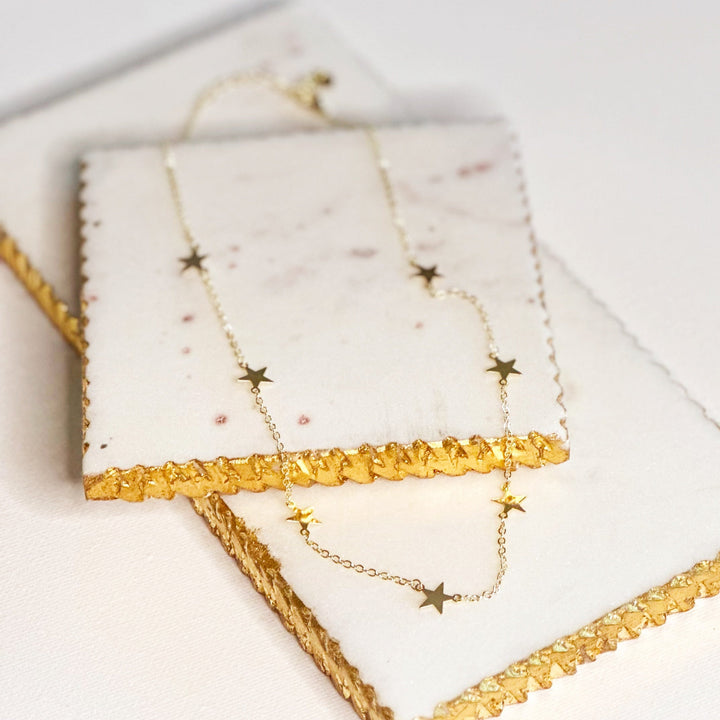 Stella Zarte Sternanhänger Choker Halskette - Gold oder Silber