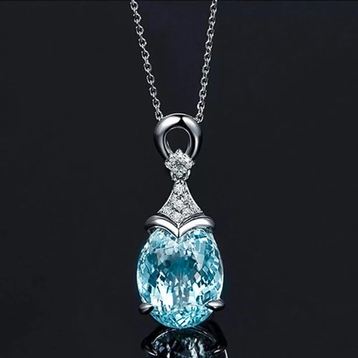 Vintage Silber Aqua Kristall Halskette