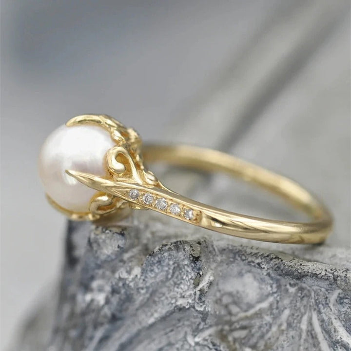 Vintage Gold Perlen Mittelstück Ring