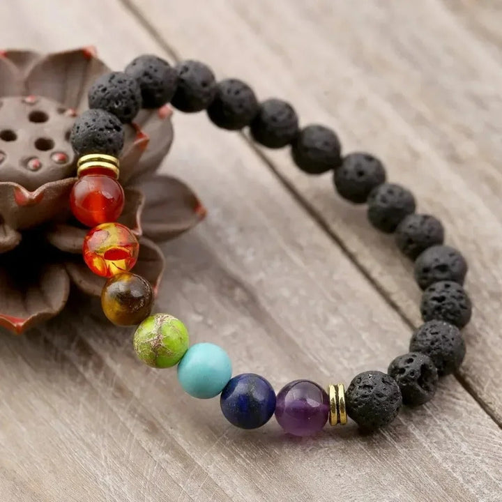 Vintage Lava-Stein Chakra-Armband