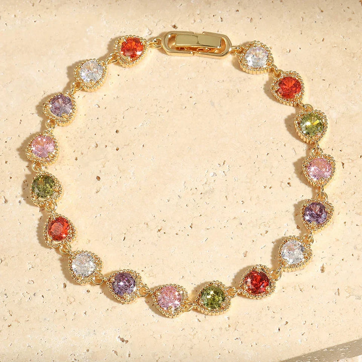Vintage Gold Herz Regenbogen Armband