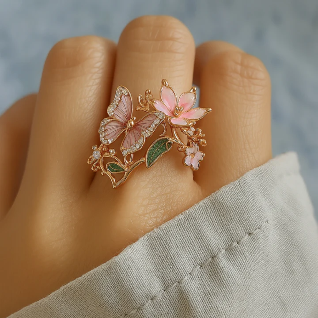 Natur Helle Schmetterling Zirkonia Ring