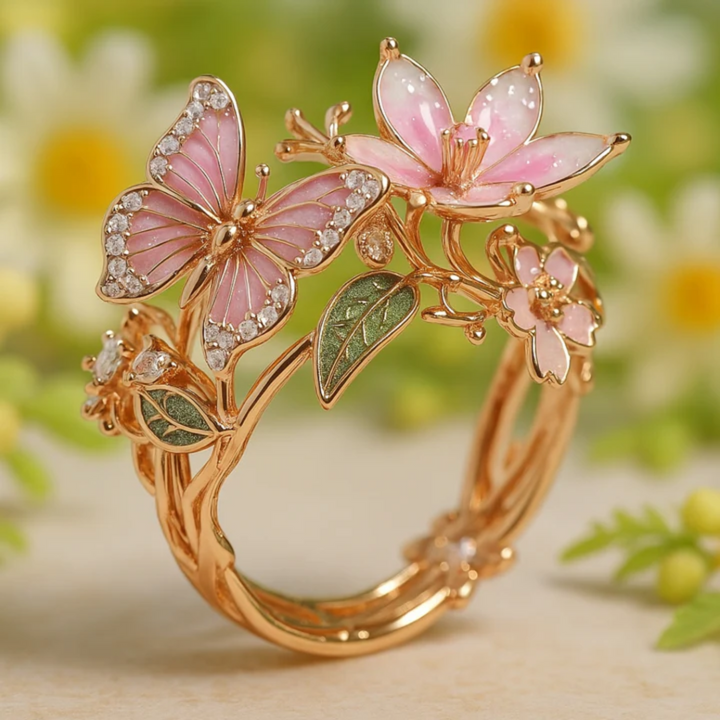 Natur Helle Schmetterling Zirkonia Ring