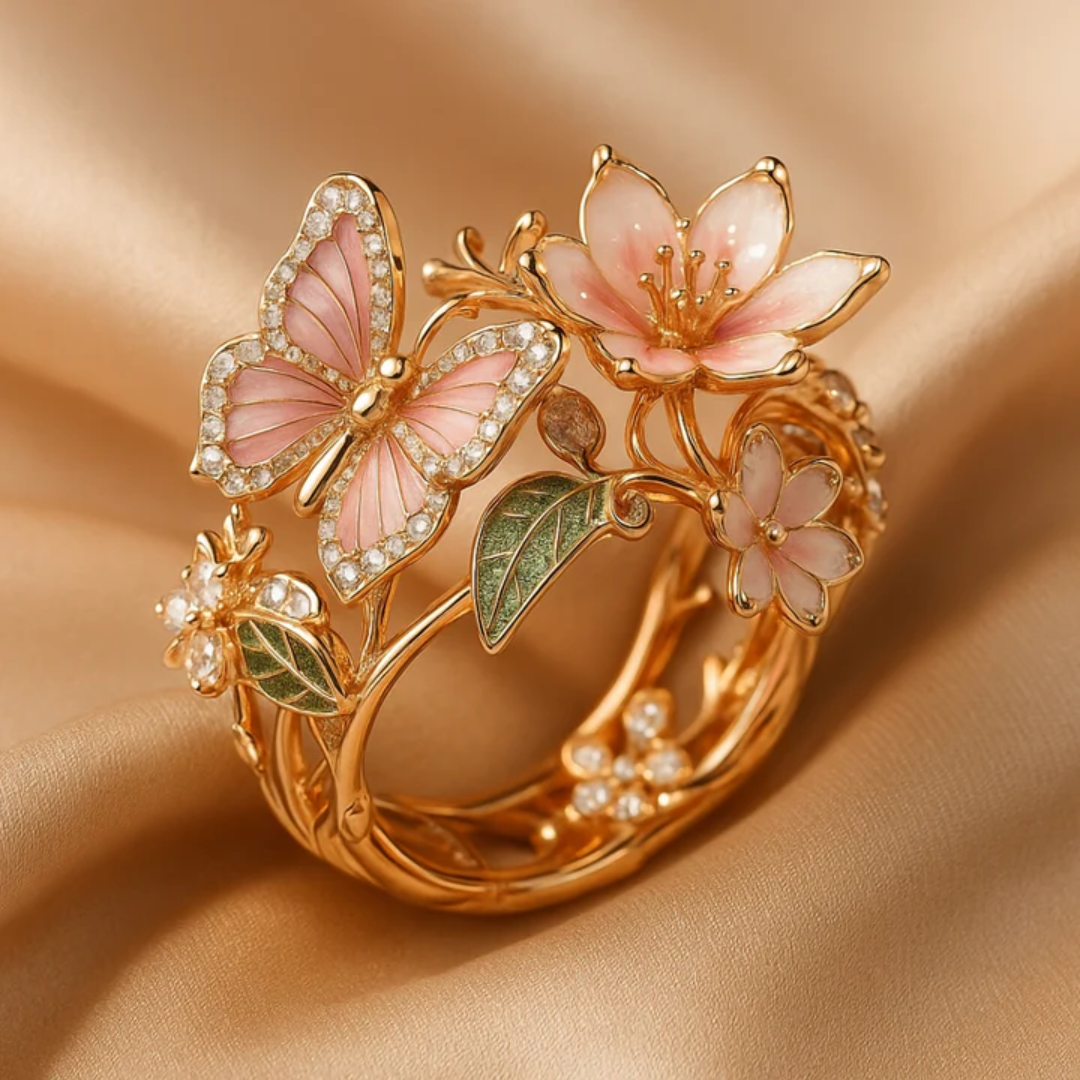 Natur Helle Schmetterling Zirkonia Ring