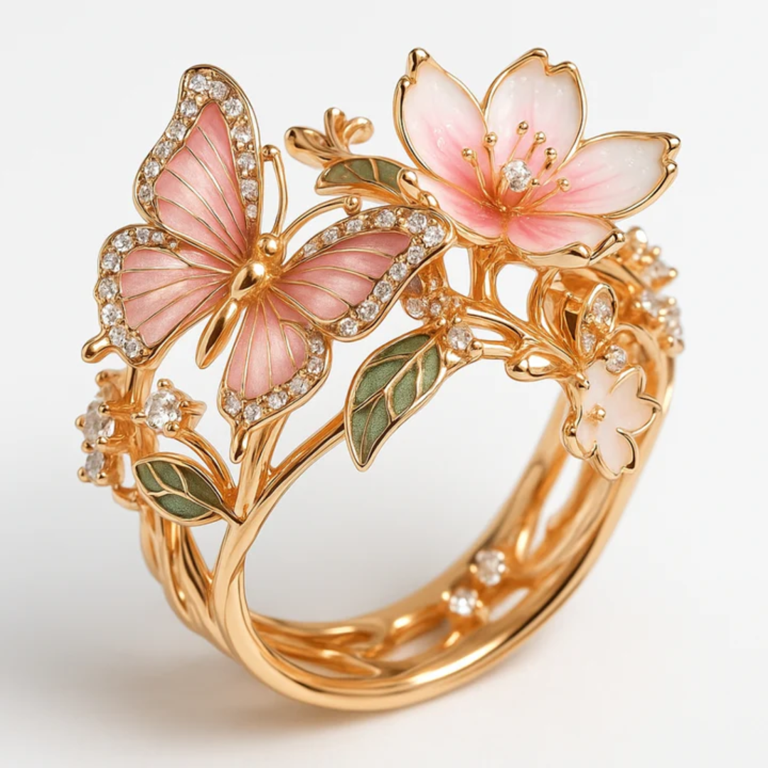 Natur Helle Schmetterling Zirkonia Ring