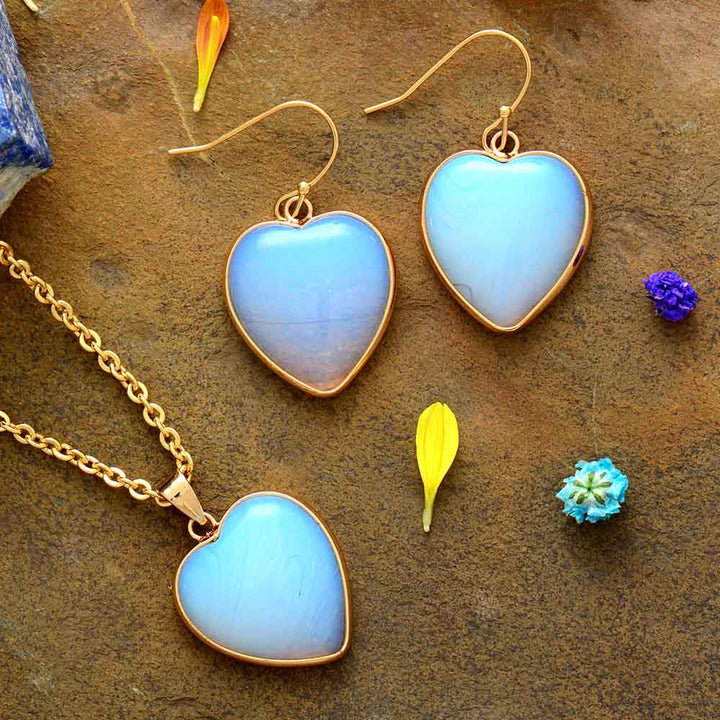 Natürlicher Opal Herz Schmuckset