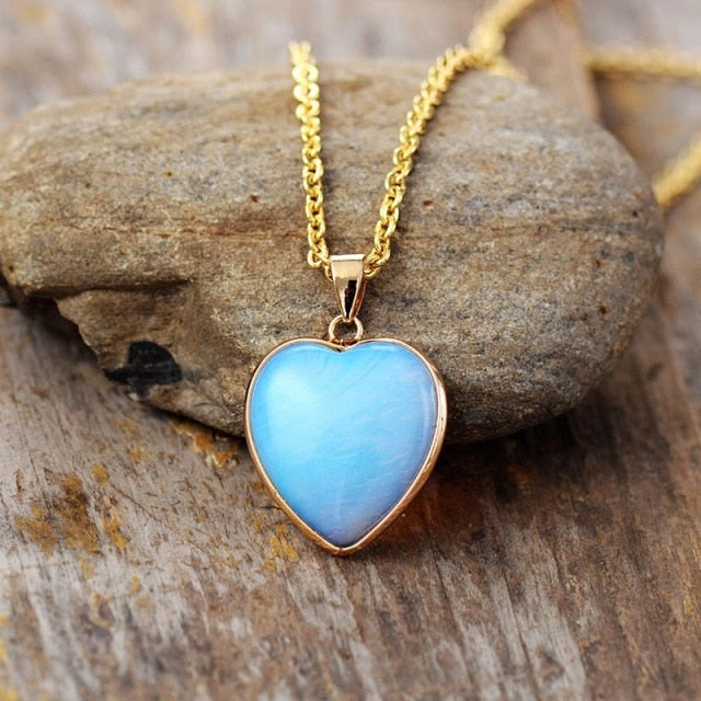 Natürlicher Opal Herz Schmuckset