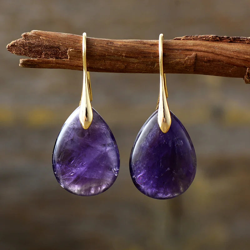 Tropfen-Amethyst Naturstein Ohrringe