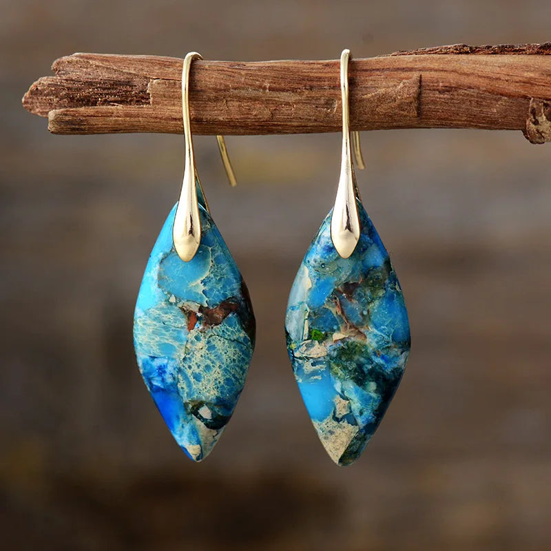 Erdiger Jasper & Gold Tropfenohrringe