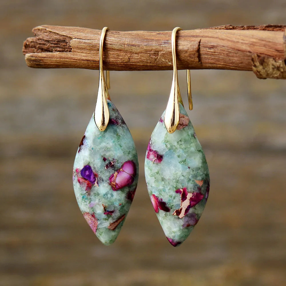 Fuchsite Jasper Tropfenohrringe