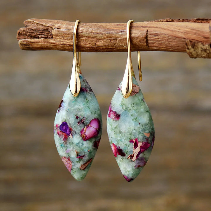 Fuchsite Jasper Tropfenohrringe
