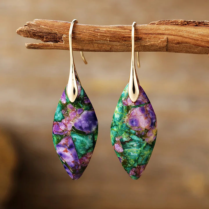Erdiger Jasper & Gold Tropfenohrringe