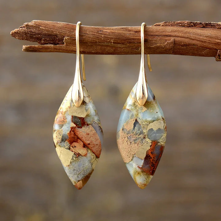 Erdiger Jasper & Gold Tropfenohrringe