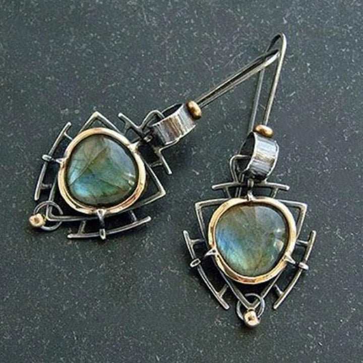 Vintage Silber & Gold Labradorit Ohrringe